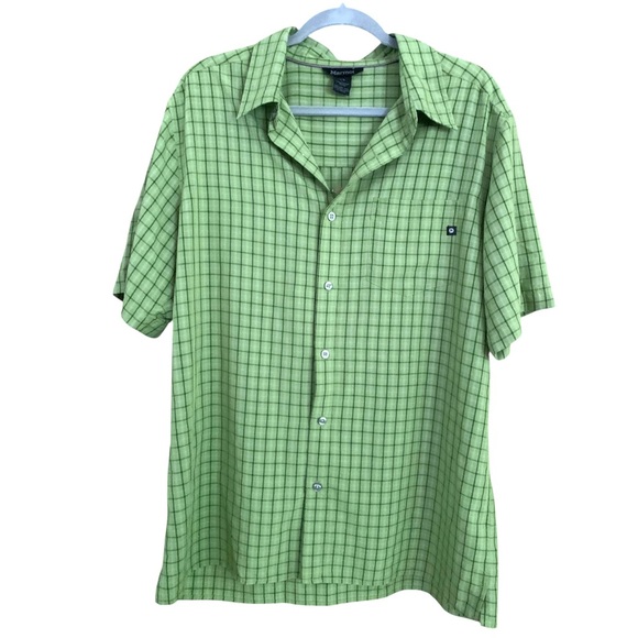 Marmot Other - Marmot Eldridge Short Sleeve Green Windowpane Plaid Camp Shirt Sz L